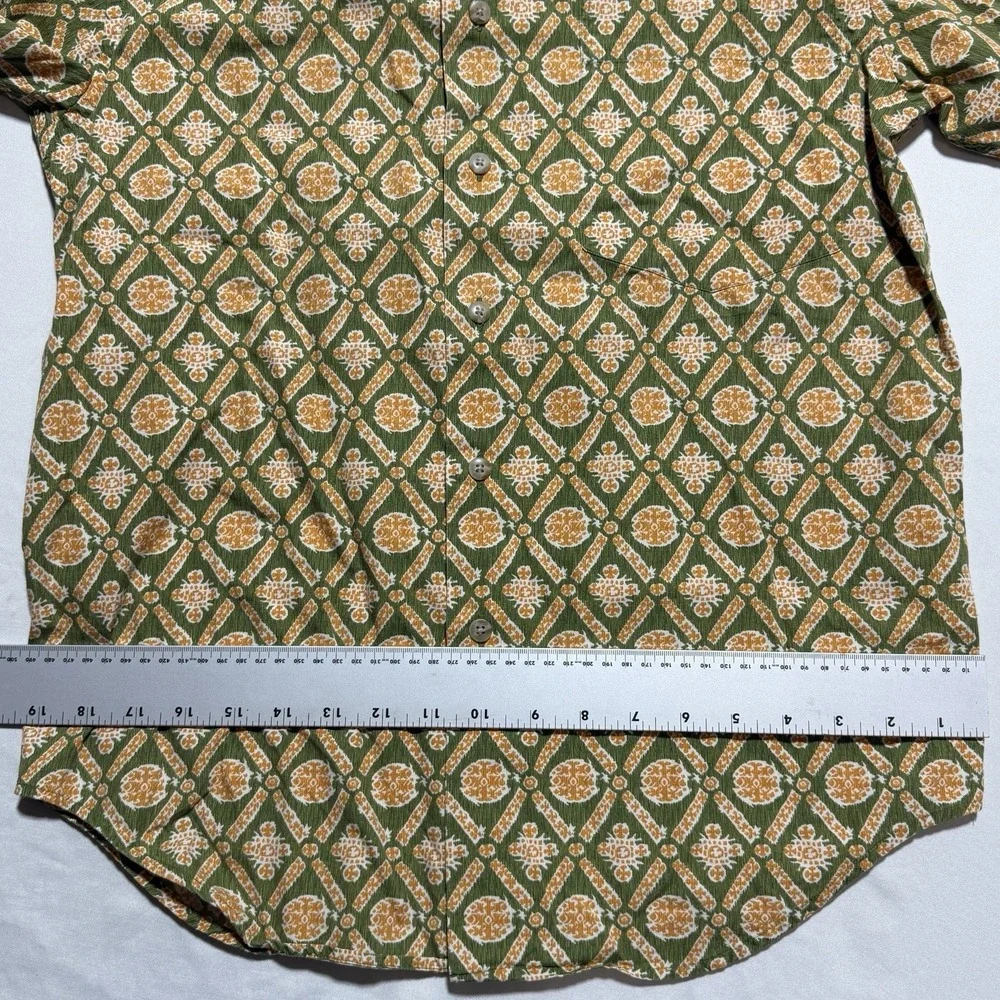 Vintage Banana Republic Safari Travel Botanical Print Shirt XS 80s Green Cotton